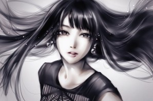 Красивая девушка с черными волосами