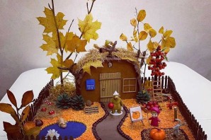 Осенняя деревня поделка в сад