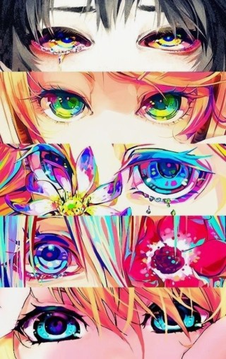 Аниме разноцветные глаза