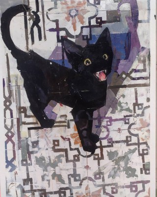 Черный котик арт