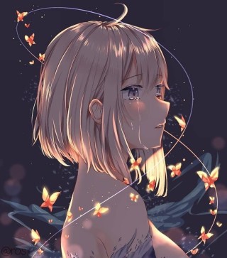 Плачущая аниме девочка