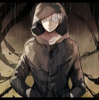 Аниме парень в капюшоне