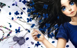 Девушка с синими волосами арт
