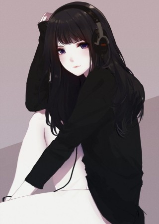 Аниме девочка с черными волосами