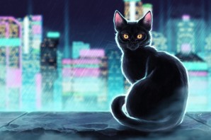 Черная кошка арт
