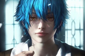 Аниме мальчик с синими волосами