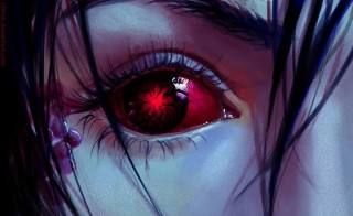 Аниме злые красные глаза