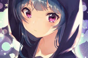 Аниме девочка в капюшоне