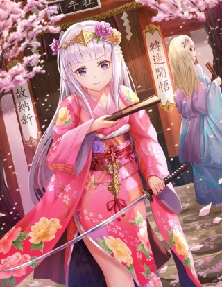 Девушка в кимоно арт