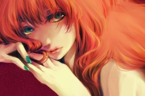 Аниме рыжая девушка с зелеными глазами
