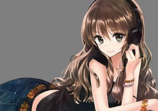 Аниме шатенка с голубыми глазами