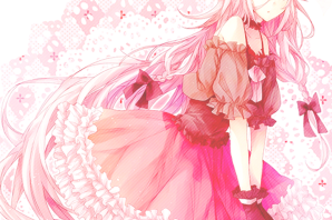 Аниме девочка в розовом платье