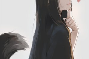 Неко с черными волосами