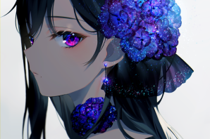 Аниме девушка с цветами в волосах