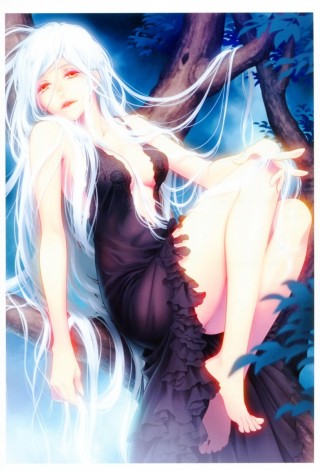 Аниме девушка демон с белыми волосами