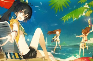 Аниме пляж с людьми