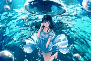 Аниме девушка в воде