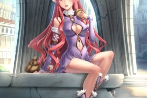 Эльфийка с розовыми волосами