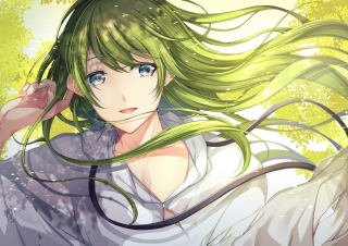 Тян с зелёными волосами