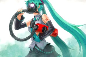 Аниме девушка в противогазе