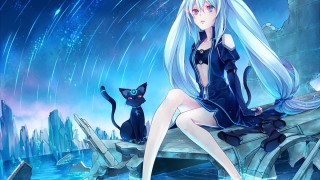 Аниме девушка кошка с белыми волосами