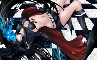 Аниме девушка в черном костюме
