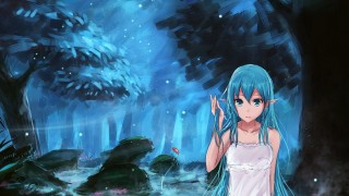 Аниме дети с синими волосами