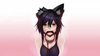 Аниме девушка в ошейнике