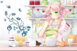 Аниме девушка в фартуке