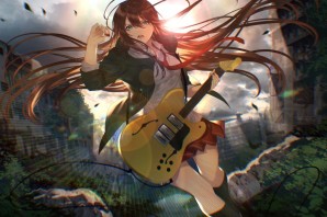 Аниме девушка с гитарой арт