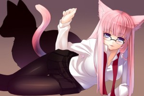 Аниме девочка в костюме кошки