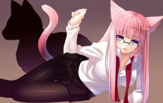 Аниме девочка в костюме кошки