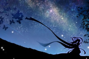 Девушка на фоне звездного неба