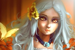 Девушка с белыми волосами арт фэнтези