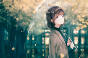 Аниме девочка дождь