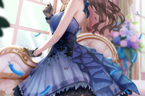 Аниме девушка в платье коротком