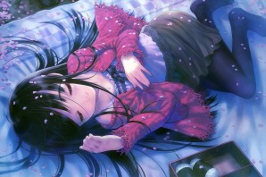 Аниме девочка на кровати