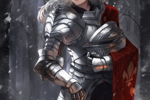 Девушка рыцарь с белыми волосами