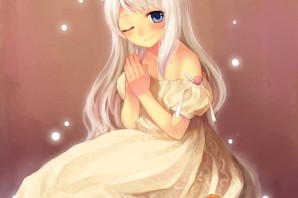 Девушка кошка с белыми волосами