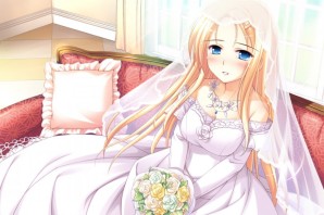 Аниме блондинка в платье