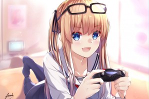 Аниме девушка с джойстиком