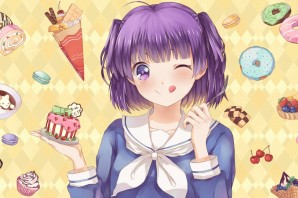 Аниме девушка с леденцом