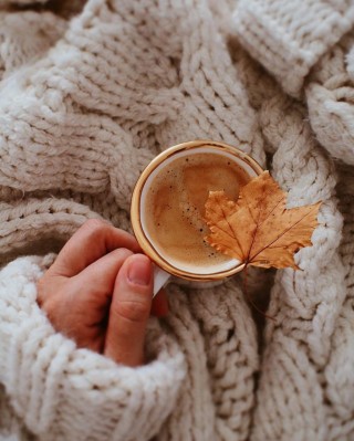 Осень чай плед
