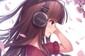 Девушка с наушниками арт