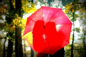 Осеннее красные зонт