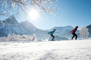 Зима лыжники