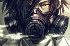 Парень в противогазе арт