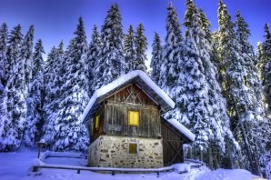 Картинки домик в лесу зимой