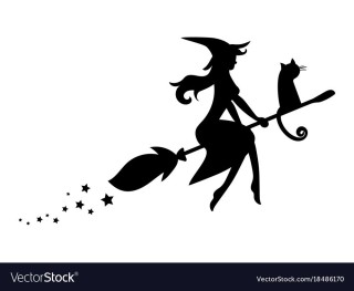 Ведьма на метле силуэт