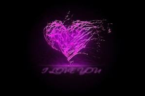 Фиолетовые обои с сердечками